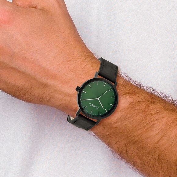 Chisel Mens Matte Black IP-plated Green Dial Watch - Picture 3 of 4